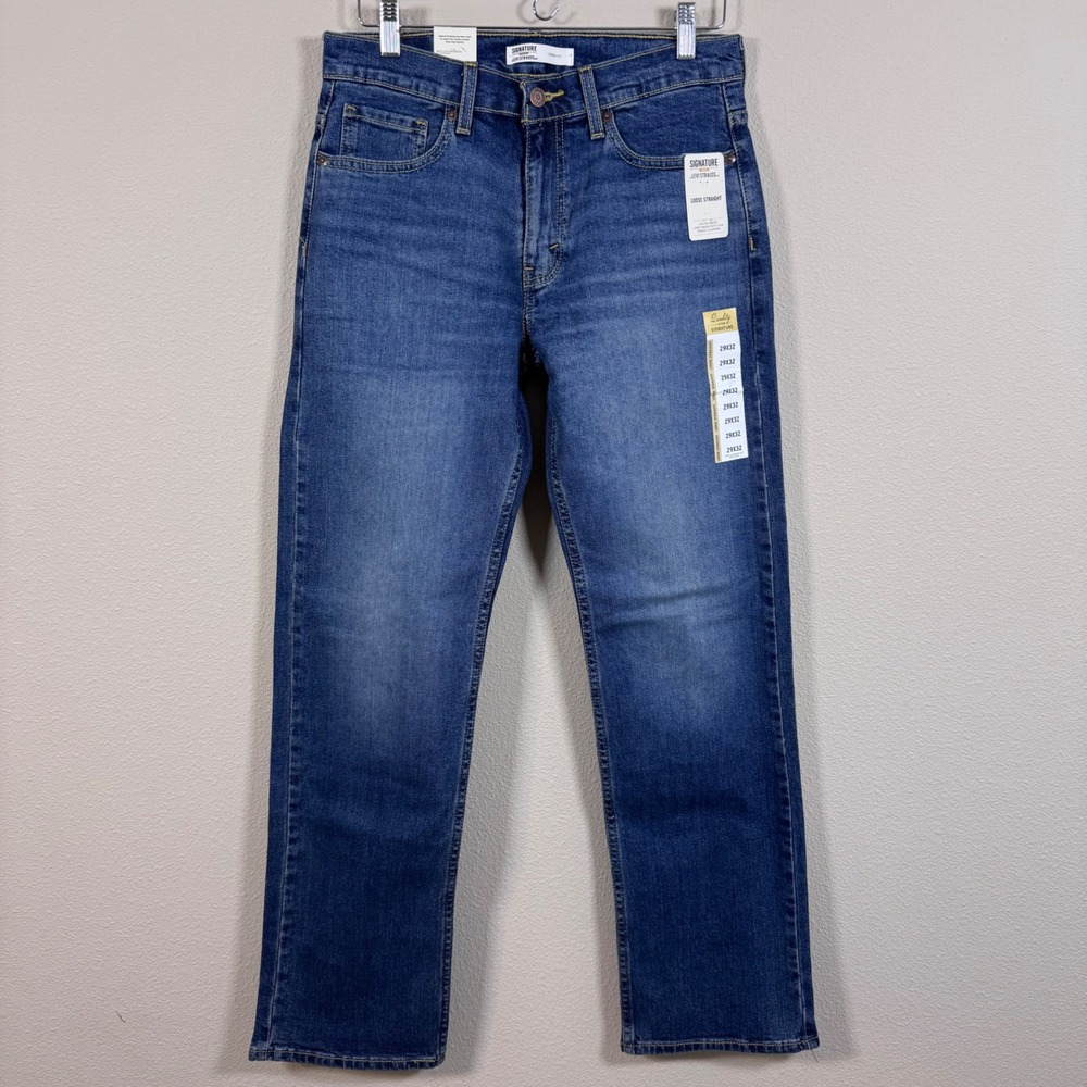 Signature by Levi Strauss Men 29x32 Loose Straight Medium Wash Jeans NWT